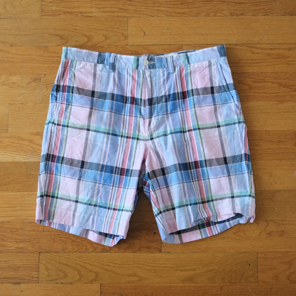 Polo Ralph Lauren Shorts Mens 36 Pink Blue Plaid Classic Fit Preppy 9 Inch Style